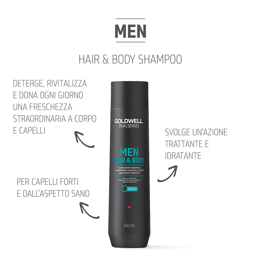 Goldwell Dualsenses Men Hair & Body Shampoo 300ml - shampoo doccia per tutti i tipi di capelli [it]