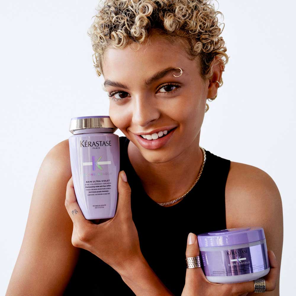 Kerastase Blond Absolu Bain Ultra Violet 250ml -  shampoo antigiallo per capelli biondi, grigi, bianchi e platino [all]