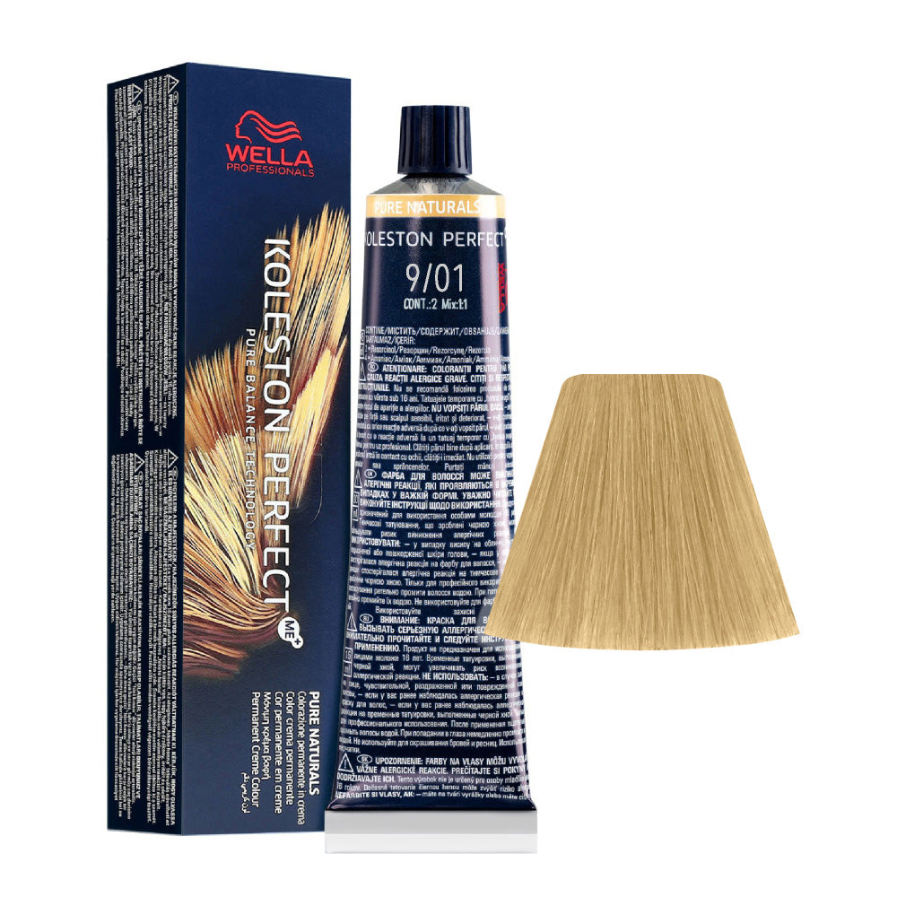 Wella Koleston Perfect Me+ Pure Naturals 9/01 Biondo Chiarissimo Naturale Cenere 60ml - colorazione permanente