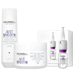Goldwell Dualsenses Just Smooth Taming Shampoo 250ml Maschera 200ml Siero Anticrespo 12x18ml