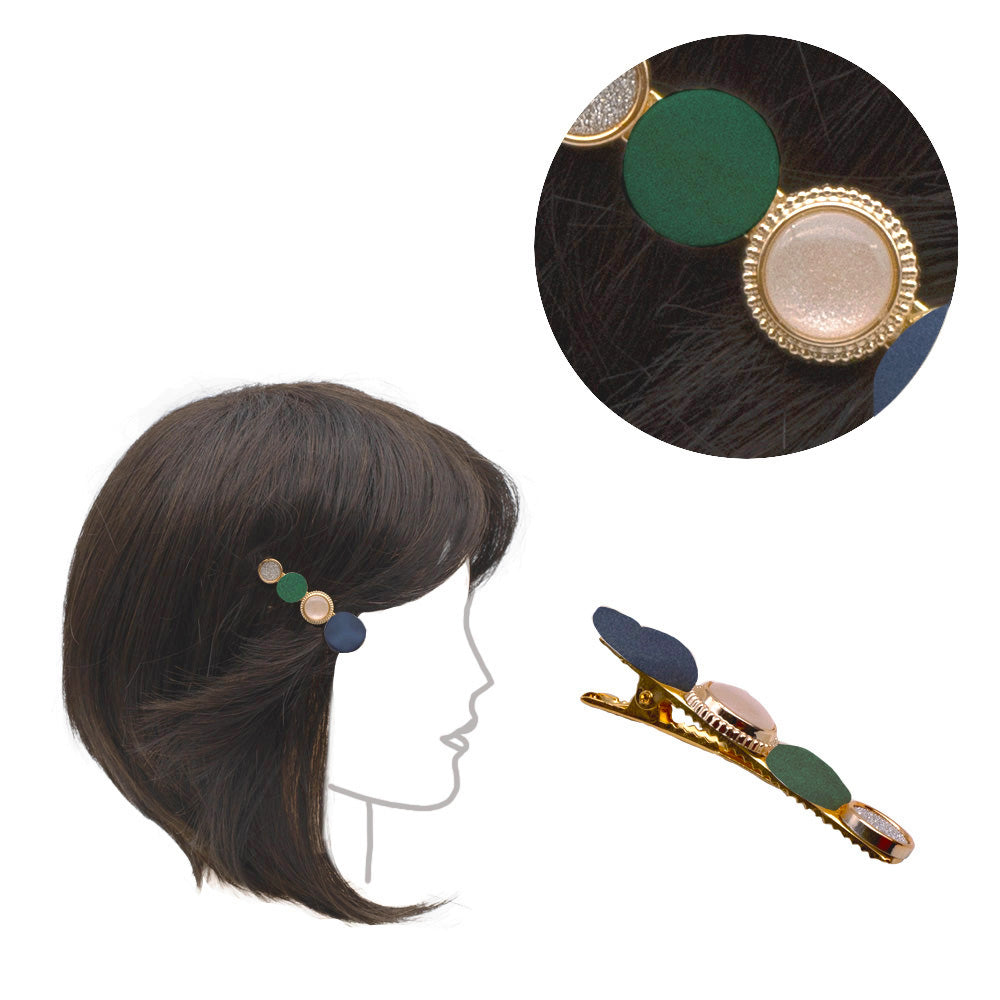 VIAHERMADA Molletta Clip in metallo con decori Blu e Verde 6cm