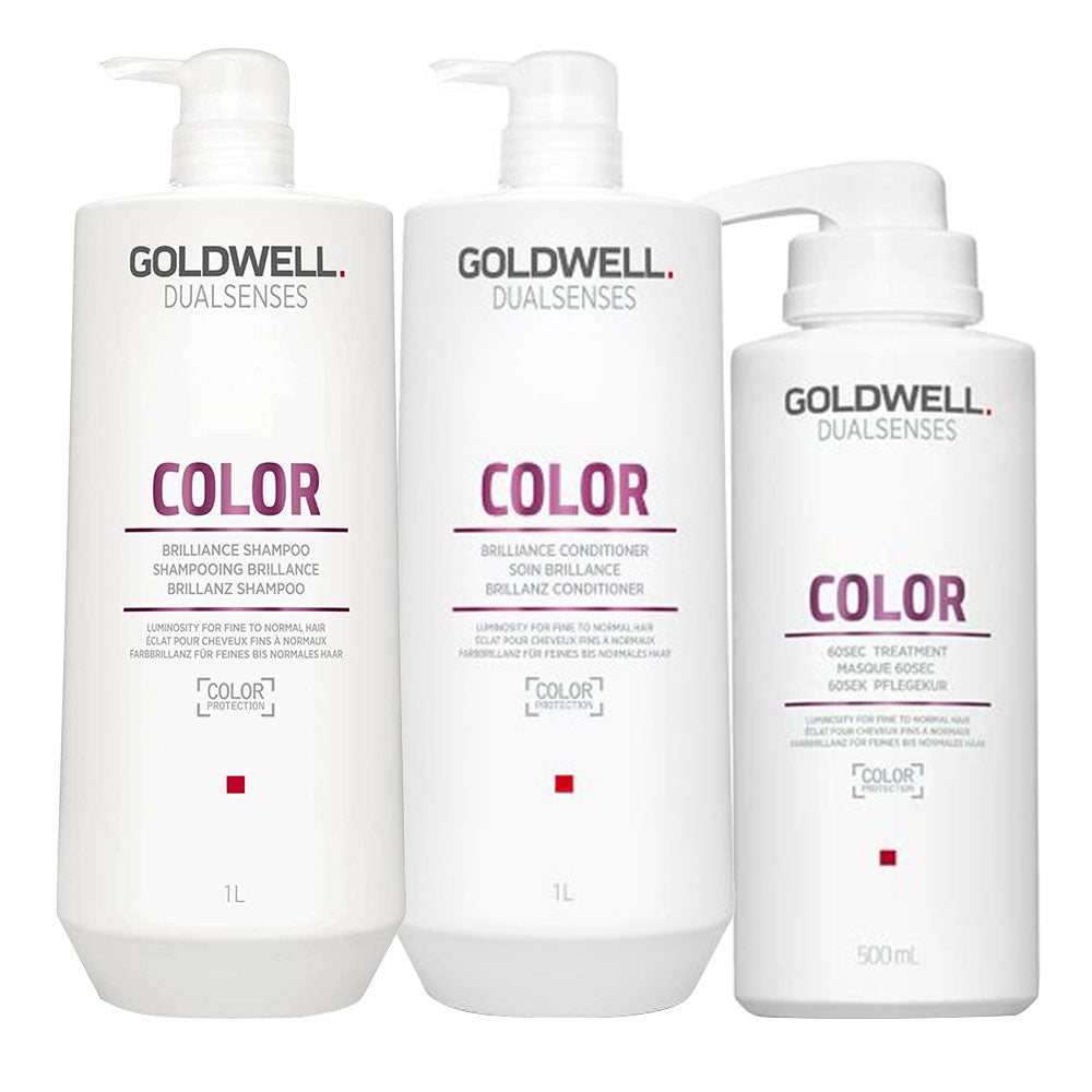 Goldwell Dualsenses Color Brilliance Shampoo1000ml Conditioner 1000ml 60Sec Treatment 500ml [all]