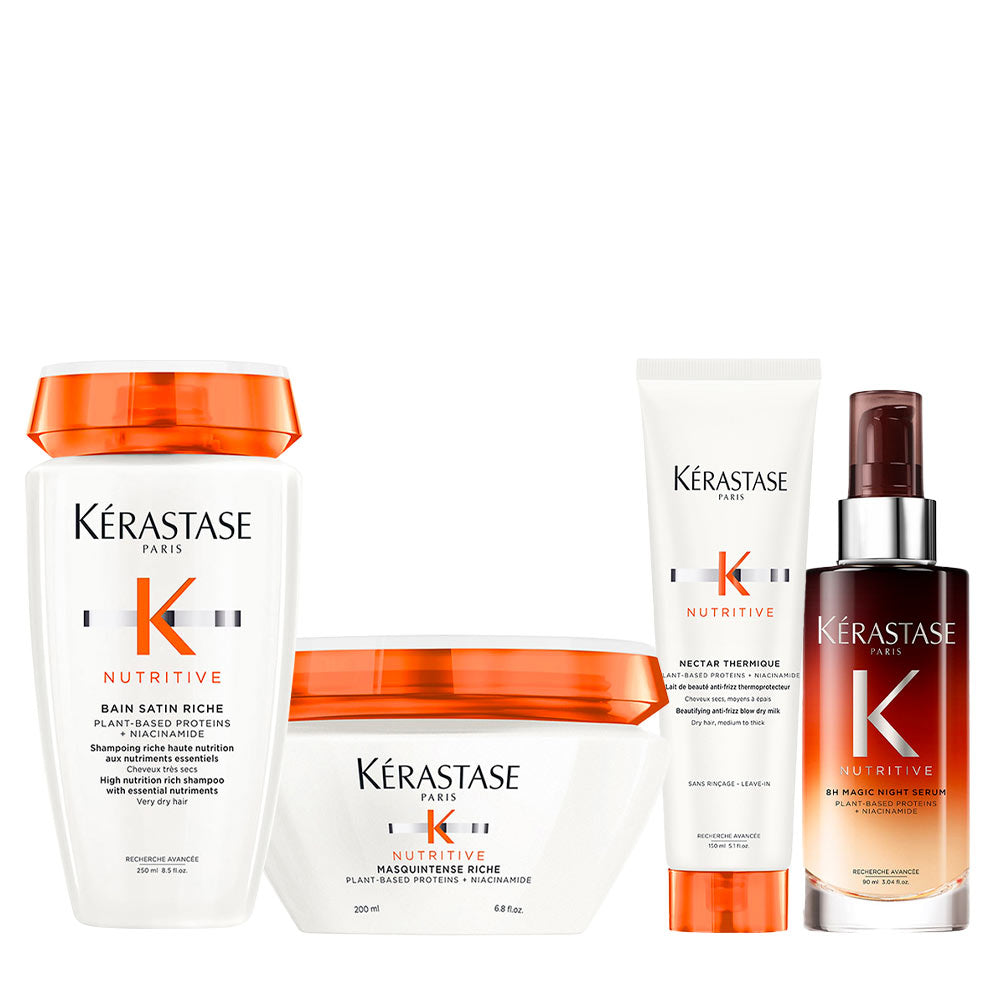 Kerastase Nutritive Bain Satin Riche 250ml  Masque Intense Riche 200ml Nectar Thermique 150ml  8h Magic Night Serum 90ml [all]