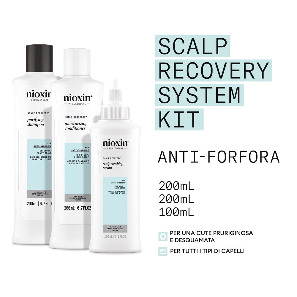 Nioxin Scalp Recovery Kit Trifasico Shampoo 200ml Conditioner 200ml Serum 100ml - kit antiforfora [it]