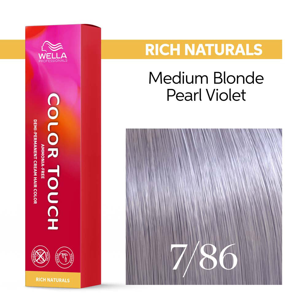 Wella Color Touch Rich Naturals 7/86 Biondo Medio Perla Violetto 60ml - colore semipermanente senza ammoniaca [it]