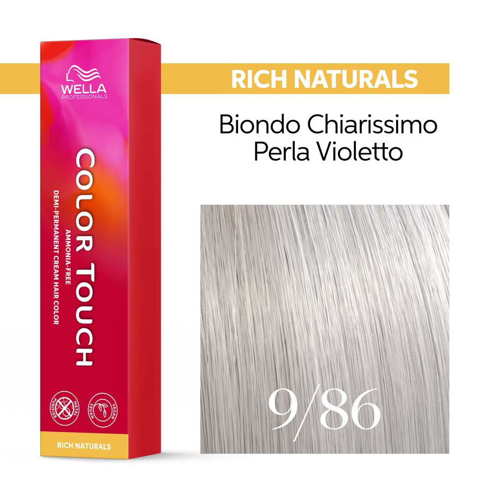 Wella Color Touch Rich Naturals 9/86Biondo Chiarissimo Perla Violetto 60ml  - colore semi permanente senza ammoniaca [it]
