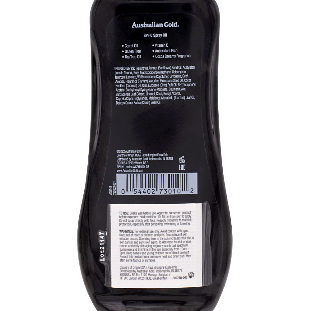 Australian Gold Spf 6 Hydrating Spray Oil Sunscreen 237ml - olio spray protezione solare