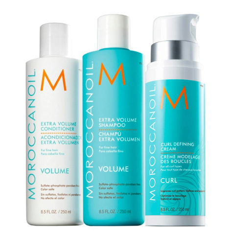 Moroccanoil Kit4 Volume Shampoo Balsamo e Crema per capelli fini e ricci