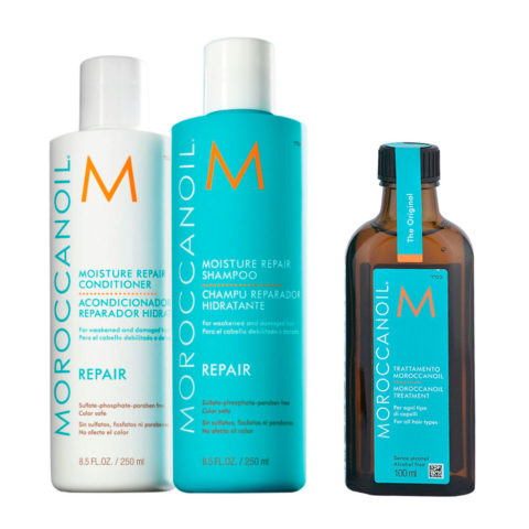 Moroccanoil Moisture Repair Shampoo 250ml Conditioner 250ml Oil Treatment 100ml