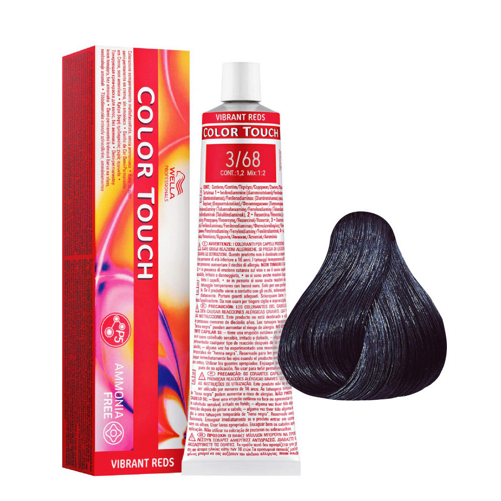 Wella Color Touch Vibrant Reds 3/68 Castano Scuro Viola Bluette 60ml    - colore semi permanente senza ammoniaca