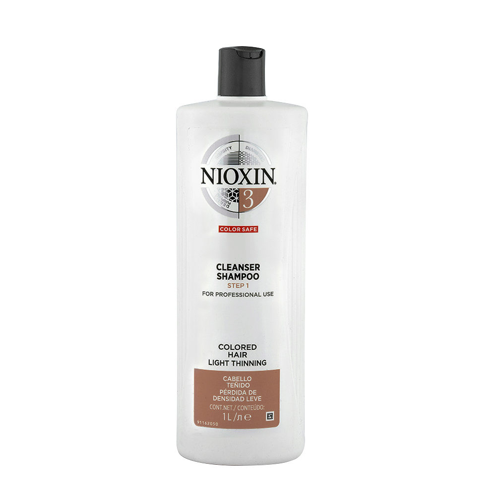 Nioxin Sistema3 Cleanser Shampoo 1000ml - shampoo per capelli colorati con diradamento lieve