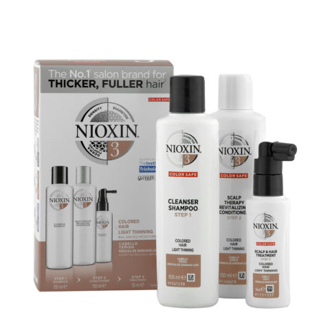 Nioxin Sistema3 Kit completo per capelli Colorati con Diradamento Lieve 150ml+150ml+50ml