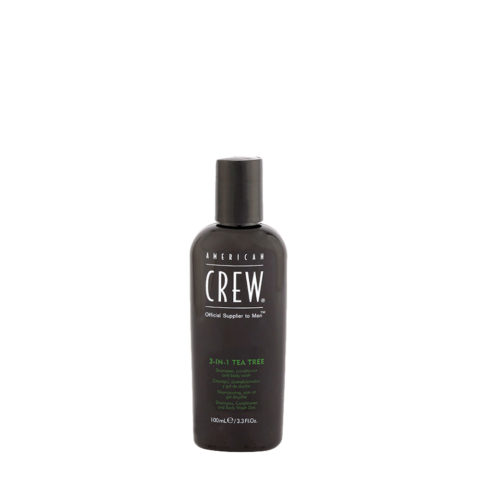 American crew Tea Tree 3 in 1 Shampoo Conditioner and Body Wash 100ml - shampoo, balsamo e bagnoschiuma