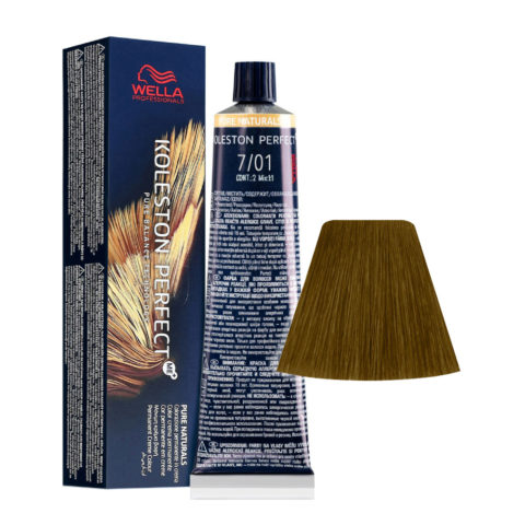 Wella Koleston Perfect Me+ Pure Naturals 7/01 Biondo Medio Naturale Cenere 60ml  - colorazione permanente