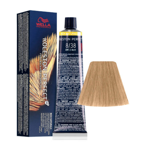 Koleston Perfect Me+ Rich Naturals 8/38 Biondo Chiaro Dorato Perla 60ml - colorazione permanente