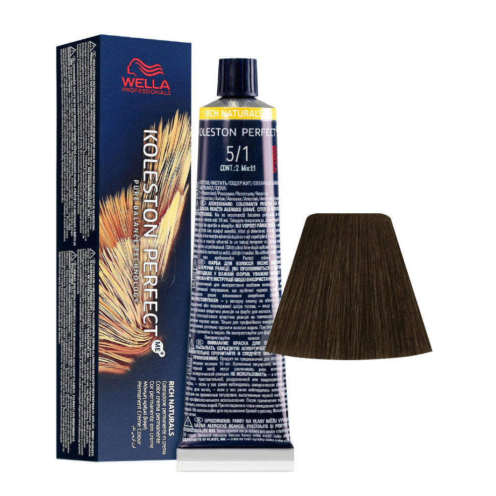 Wella Koleston Perfect Me+ Rich Naturals 5/1 Castano Chiaro Cenere 60ml - colorazione permanente