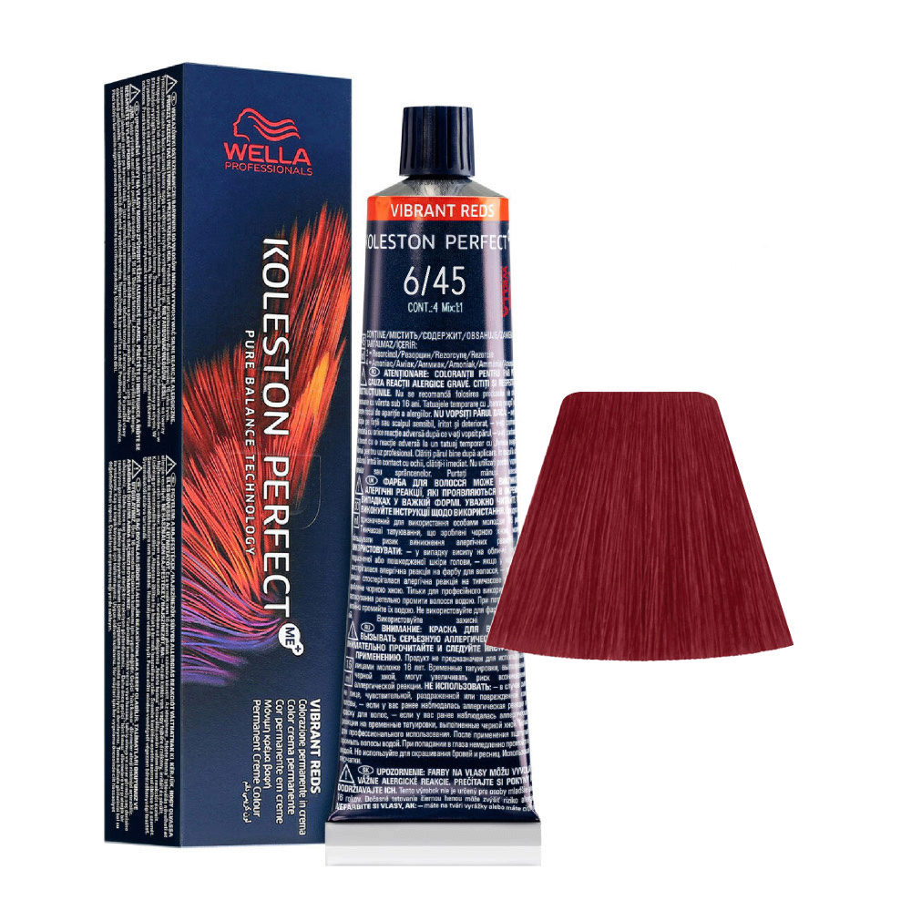 Wella Koleston Perfect Me+ Vibrant Reds 6/45 Biondo Scuro Rame Mogano 60ml - colorazione permanente