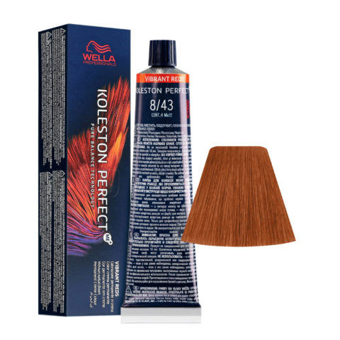 Koleston Perfect Me+ Vibrant Reds 8/43 Biondo Chiaro Rame Dorato 60ml - colorazione permanente