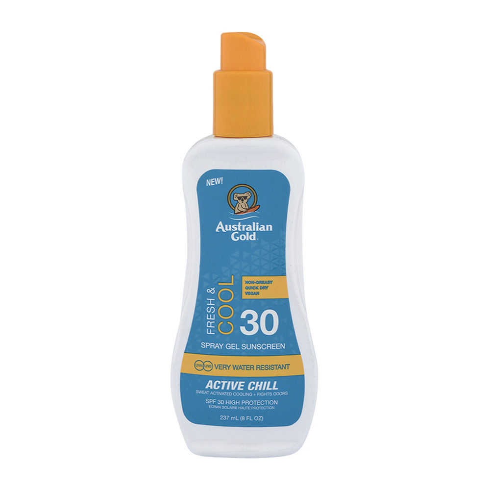 Australian Gold SPF30 Fresh & Cool Spray Gel Sunscreen Active Chill 237ml - spray protezione solare