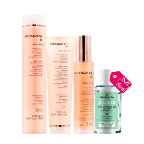 Huile d'etoile Shampoo 250ml Maschera 150ml Olio aureo 50ml Gel mani igienizzante 100ml