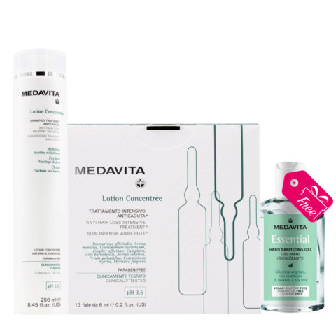 Cute Lotion concentree Shampoo 250ml Trattamento intensivo 13x6ml Gel mani igienizzante100ml in omaggio