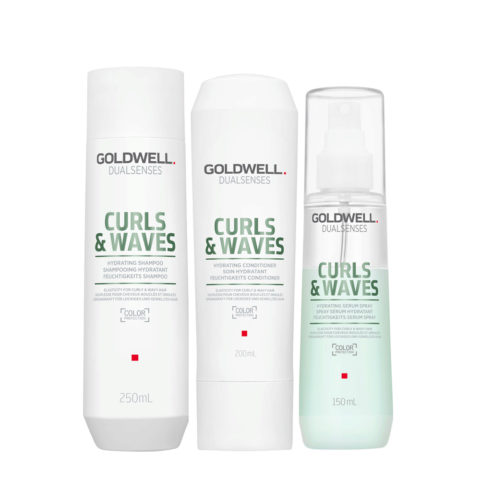 Goldwell Curls & Waves Shampoo 250ml Balsamo 200ml Spray 150ml Capelli Ricci