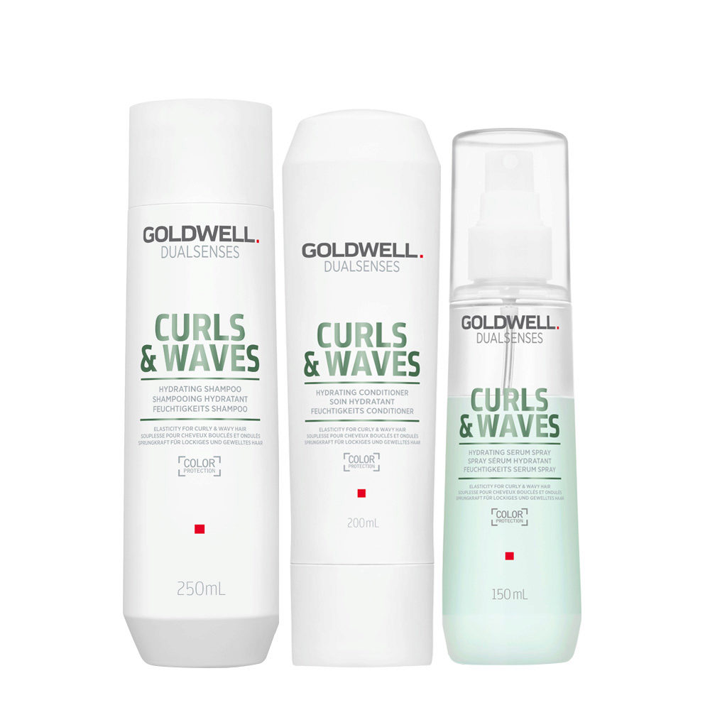 Goldwell Curls & Waves Shampoo 250ml Balsamo 200ml Spray 150ml Capelli Ricci