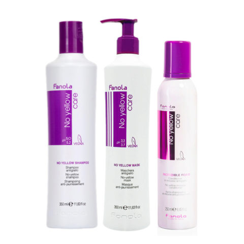 No Yellow Shampoo 350ml e Maschera 350ml Schiuma 250ml Capelli Biondi