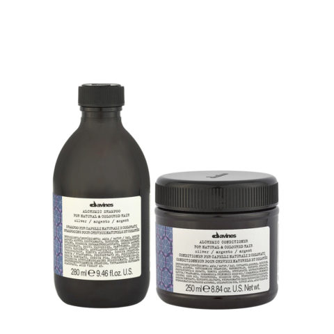 Davines Alchemic Capelli Platino Shampoo Antigiallo 280ml Balsamo Antigiallo 250ml