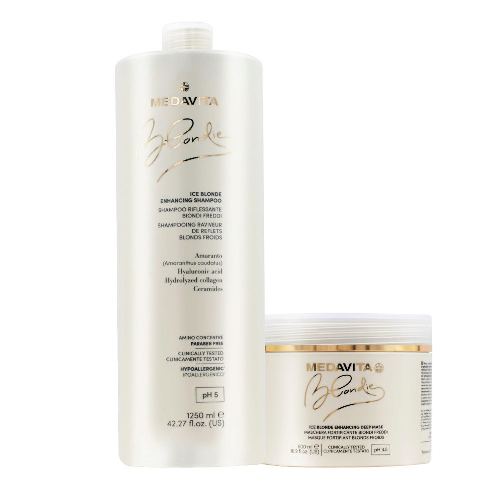 Medavita Blondie Ice Shampoo 1250ml Maschera 500ml Biondi Freddi