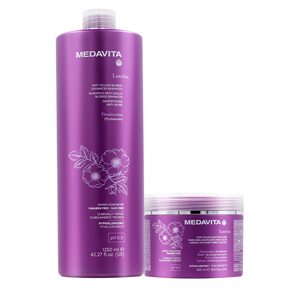 Medavita Luxviva Shampoo per capelli colorati 1250ml e Maschera 500ml