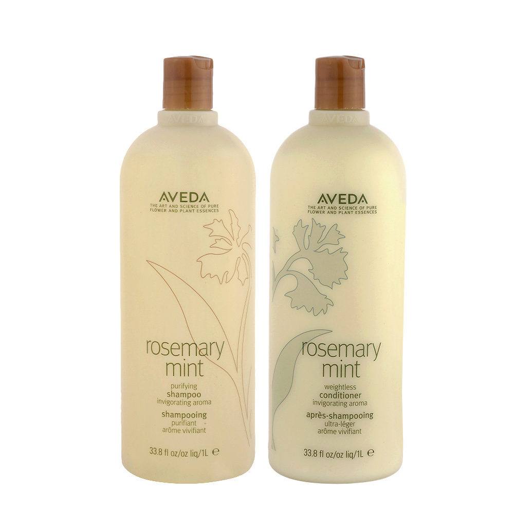 Aveda Rosemary Mint Shampoo Purificante 1000ml E Balsamo Idratante 1000ml Hair Gallery