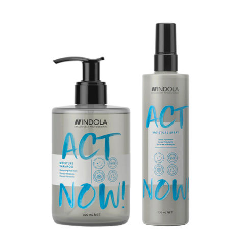 Indola Act Now! Moisture Shampoo 300ml Moisture Spray 200ml