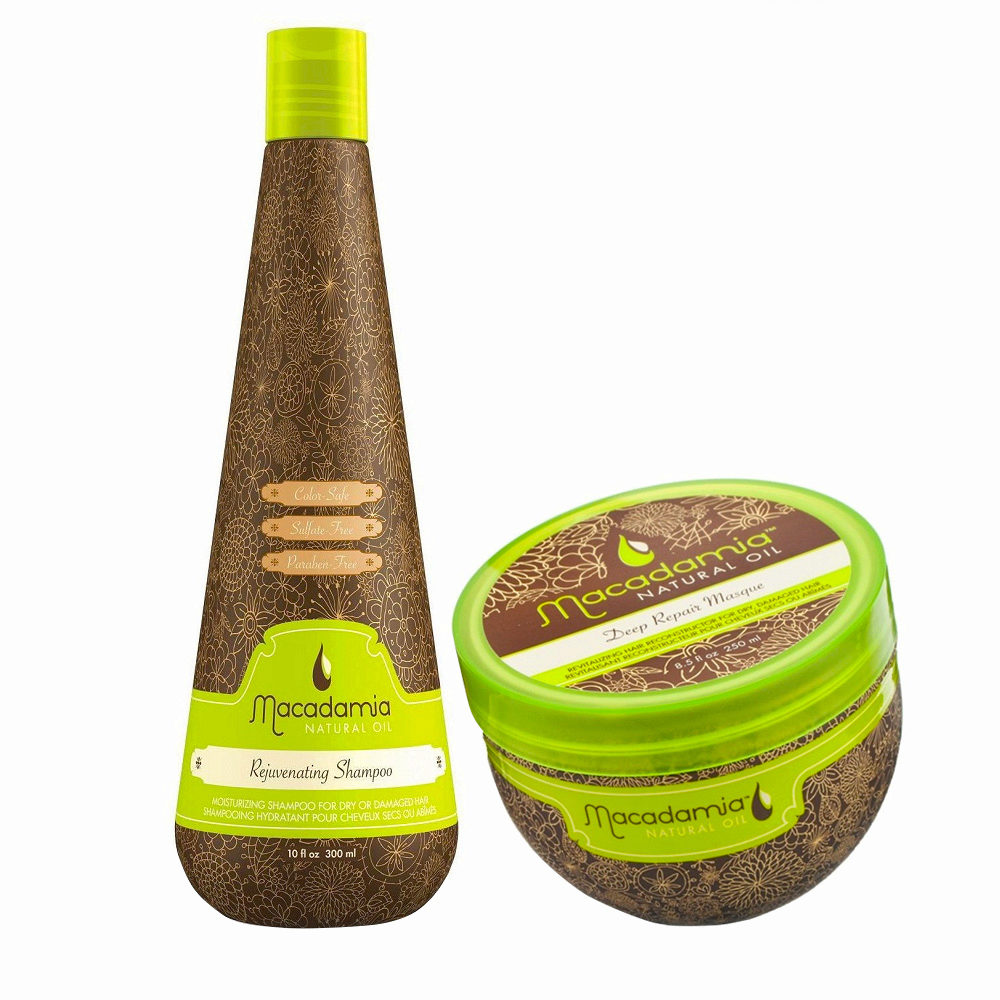 Macadamia Kit Idratante per Capelli Rovinati Shampoo 300ml e Maschera 236ml