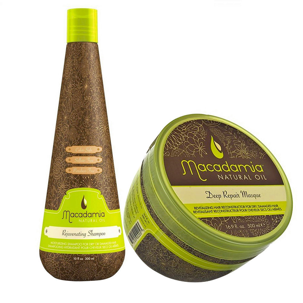 Macadamia Kit per Capelli Molto Rovinati Shampoo 300ml e Maschera 470ml