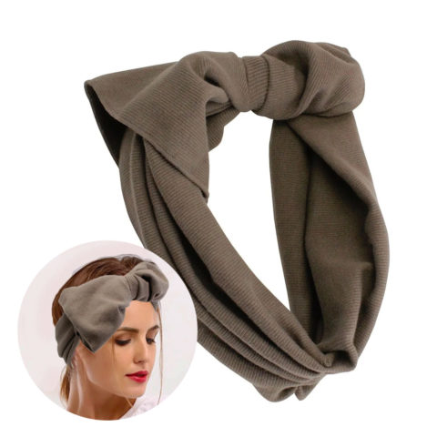 Fascia per Capelli Larga con Fiocco Marrone