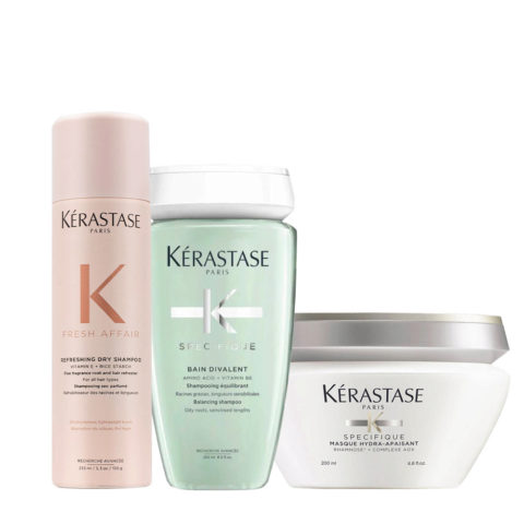 Kerastase Fresh Affair Refreshing Dry Shampoo 233ml Spécifique Bain Divalent 250ml Hydra Apaisant 200ml