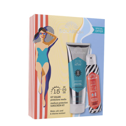 Solarium Kit Solare Protezione Media Spf15 - Spray Solare Spf15 150ml & Crema Nutriente 250ml