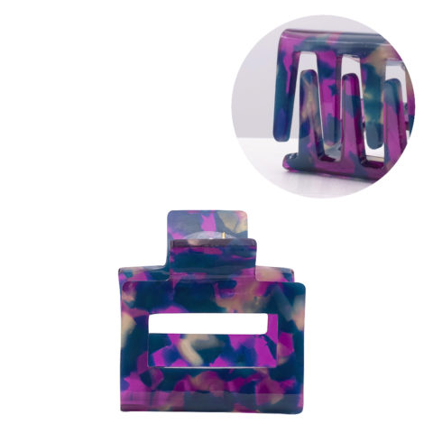 Mollettone per Capelli in Plastica Blu e Viola 5x3cm