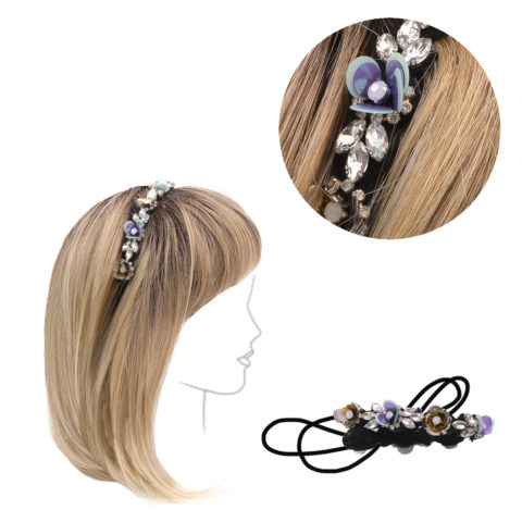 Fascia per Capelli Elasticizzata con Strass e Cristalli
