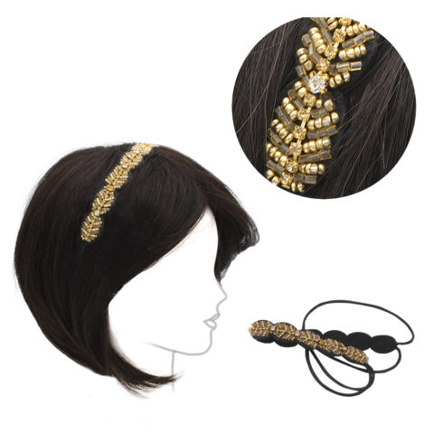 Fascia per Capelli Elasticizzata con Perline e Strass