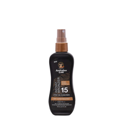 Australian Gold SPF15 Instant Bronzer Spray Gel Sunscreen 100ml - cosmetico solare anti-age