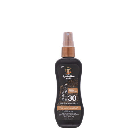 Australian Gold SPF30 Instant Bronzer Spray Gel Sunscreen 100ml - cosmetico solare anti-age
