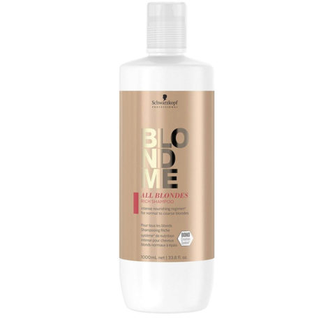 Schwarzkopf BlondeMe All Blondes Rich Shampoo 1000ml - shampoo per capelli biondi grossi