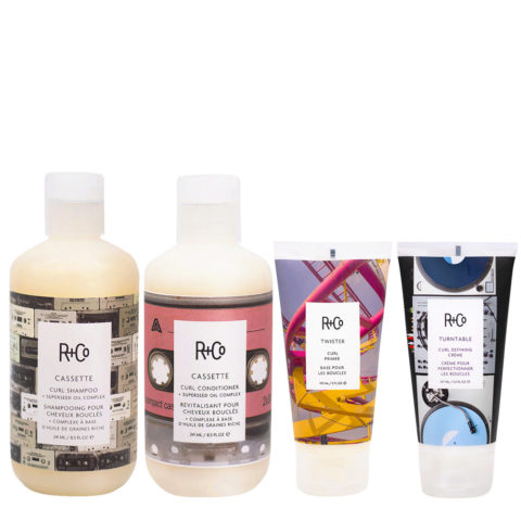 R+Co Kit per Capelli Ricci Shampoo 241ml Balsamo 241ml  Siero147ml Crema 147ml