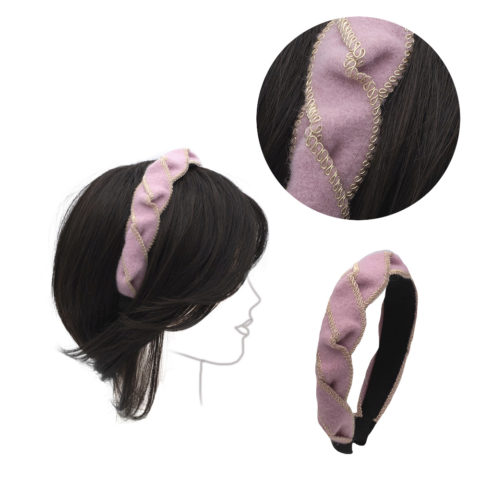 VIAHERMADA Cerchietto in Tessuto Intrecciato Rosa ed Oro 