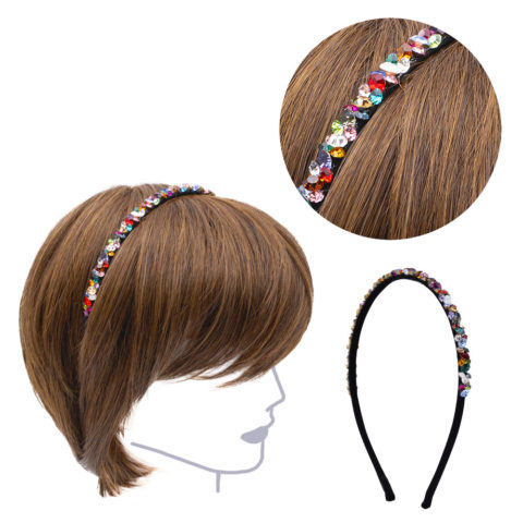 Cerchietto per Capelli con Cristalli Colorati