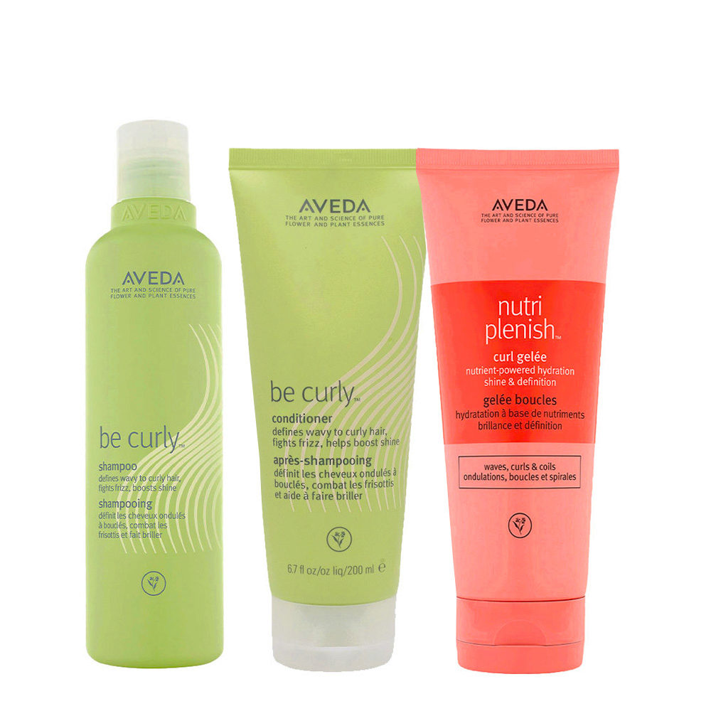 Aveda Be Curly and Nutriplenish Kit Shampoo 250ml Conditioner 200ml Curl Gelee 200ml
