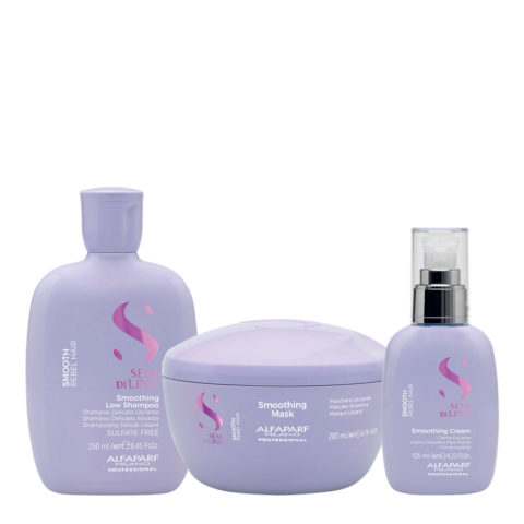 Alfaparf Semi di Lino Smoothing Kit Shampoo 250ml Maschera 200ml Crema 125ml - capelli ribelli