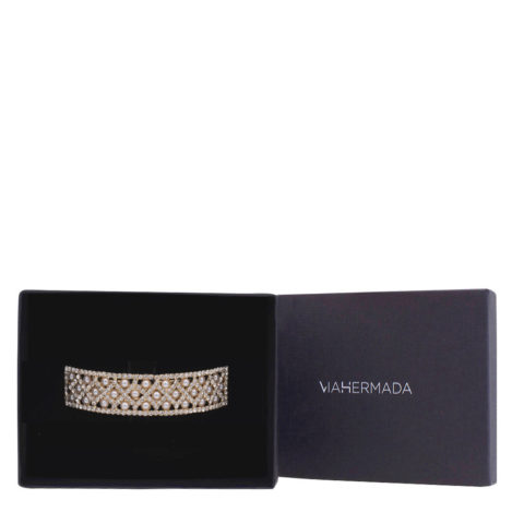 Fermacapelli Matic Oro Curvo con Perle e Strass